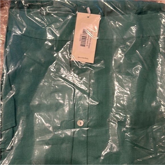 New Sonmer Florence Midi Skirt Green (teal) ruffle button front 100% Linen-$168 - Picture 2 of 8